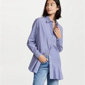 NWOT VERONICA BEARD Gilda Asymmetric Striped Cotton Tunic Shirt